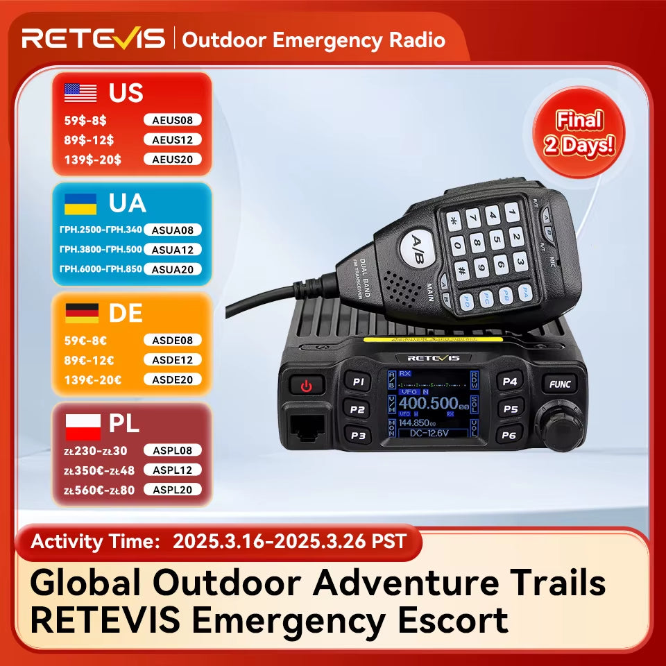 RT95 Car Radio with Screen Ham Car Mobile Radio Station Autoradio Two-Way Radio 25W VHF UHF CHIRP Anytone Base Station